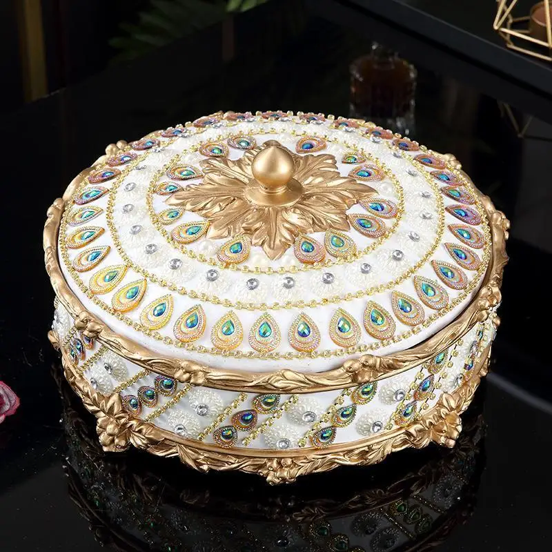 

European dried fruit plate, living room creative household compartment with lid candy box, melon seed plate