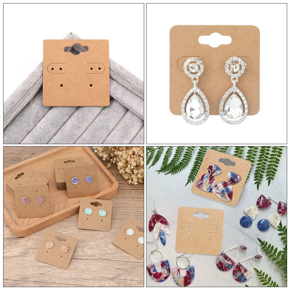 100 قطعة بطاقات عرض القرط كرتون التعبئة والتغليف ثقوب مثقوبة فارغة حامل مجوهرات التجزئة بيع بطاقات القرط بطاقة #1