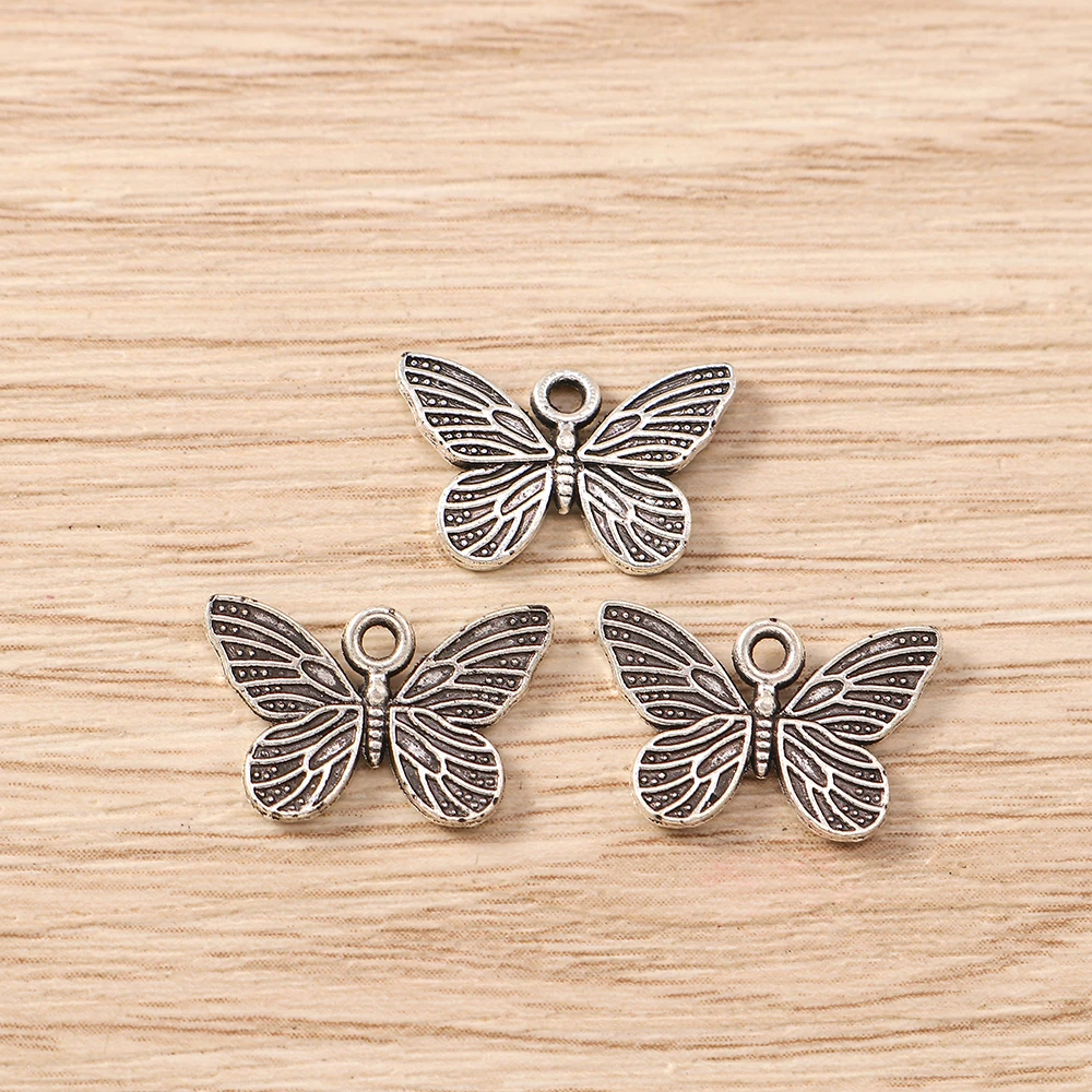 Tusember 30 Stück 10*16mm Charms aus Metalllegierung, Schmetterlingsanhänger für DIY, antiksilberfarben, für Ohrringe, Halsketten, Schmuckherstellung, Bastelzubehör. – Detail 5