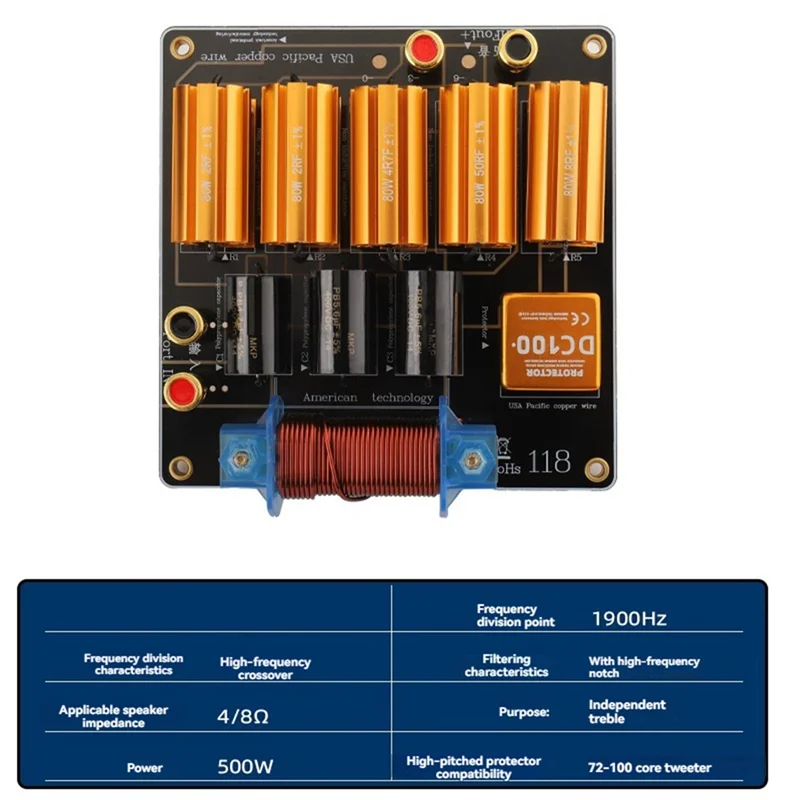 AA08-Speaker Audio Crossover 500W Speaker Tweeter Tunggal Pembagi Frekuensi 1900HZ Filter Crossover Audio Home Theater Panggung