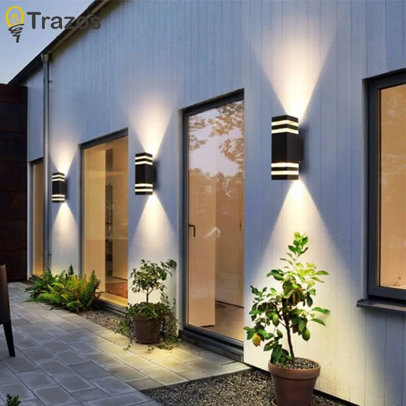 LED Modern Outdoor Wall Lamp Waterproof E27 Lamp Head Black Simple Creative Square PVC Wall Lamp Villa Front Balcony Lamp