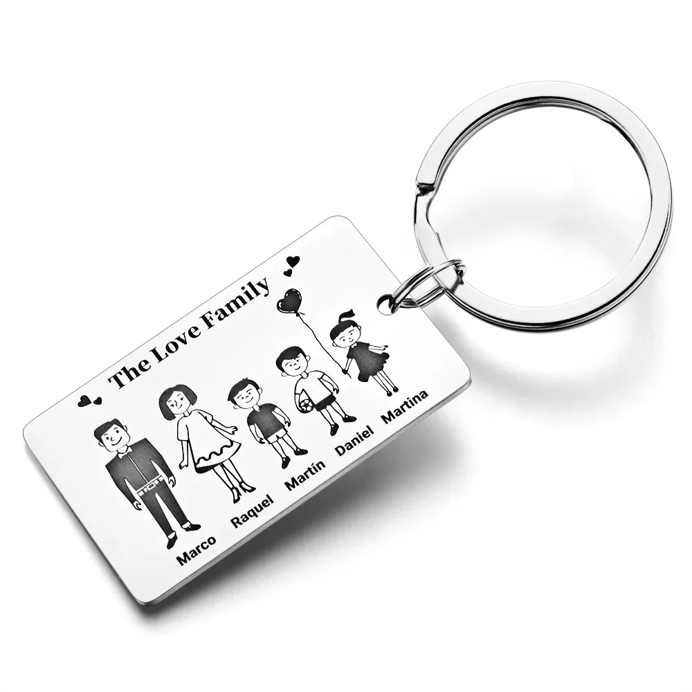 Family Customized Keychain Mirror-polished Stainless Steel Parents Children Present Families Member Name Keyring Key Chain Ring