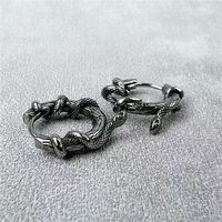 Vintage Snake Tangled Plant Vines Earrings Gothic Black Mamba Viper Hypoallergenic Earrings Men\\'s Biker Rock Rap Jewelry Gift