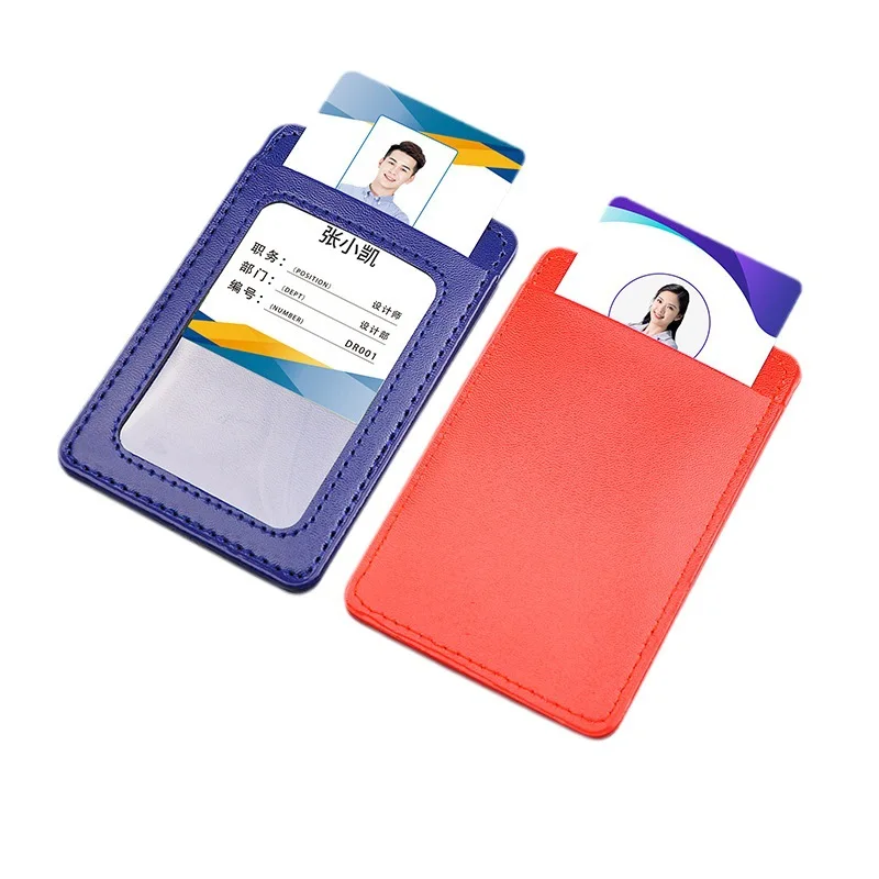 PU Leather Working Permit Case with ID Credit Card Slot Organizer Pocket Chest ID Tag Badge Holder Pass Work Card Cover Case