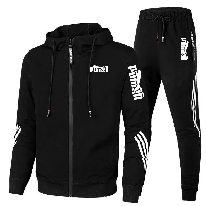 Chándal de manga larga para hombre, Conjunto de sudadera con capucha y pantalones de chándal, ropa deportiva informal de alta calidad para