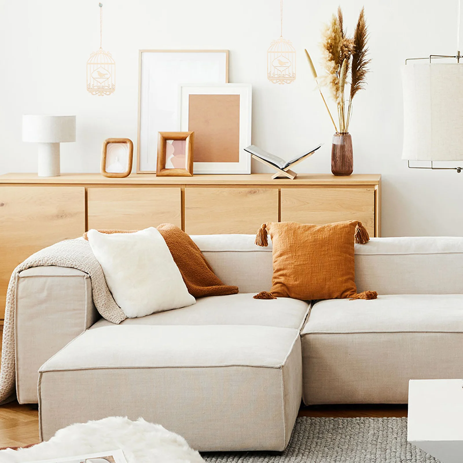 

2Pcs Wooden Birdcage Cutouts Unfinished Blank Slices for DIY Crafts Holiday Home Decoration Embellishments Cutouts