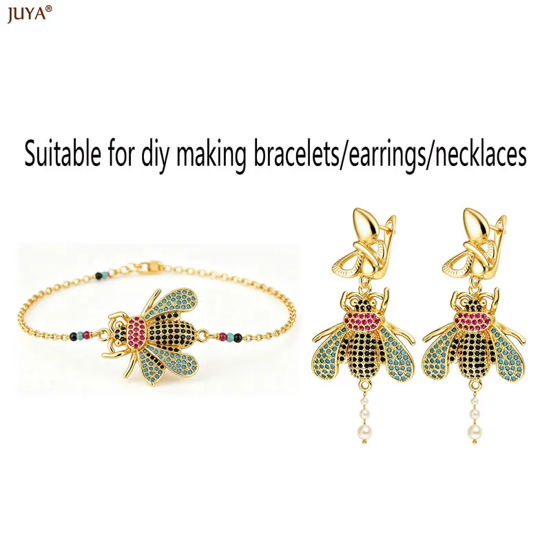 Neuer kreativer Bienen-Käfer-Insekten-Verbinder, mit Zirkonia besetzter Insekten-Anhänger für DIY-Armbänder, Ohrringe, Schmuckzubehör – Detail 3