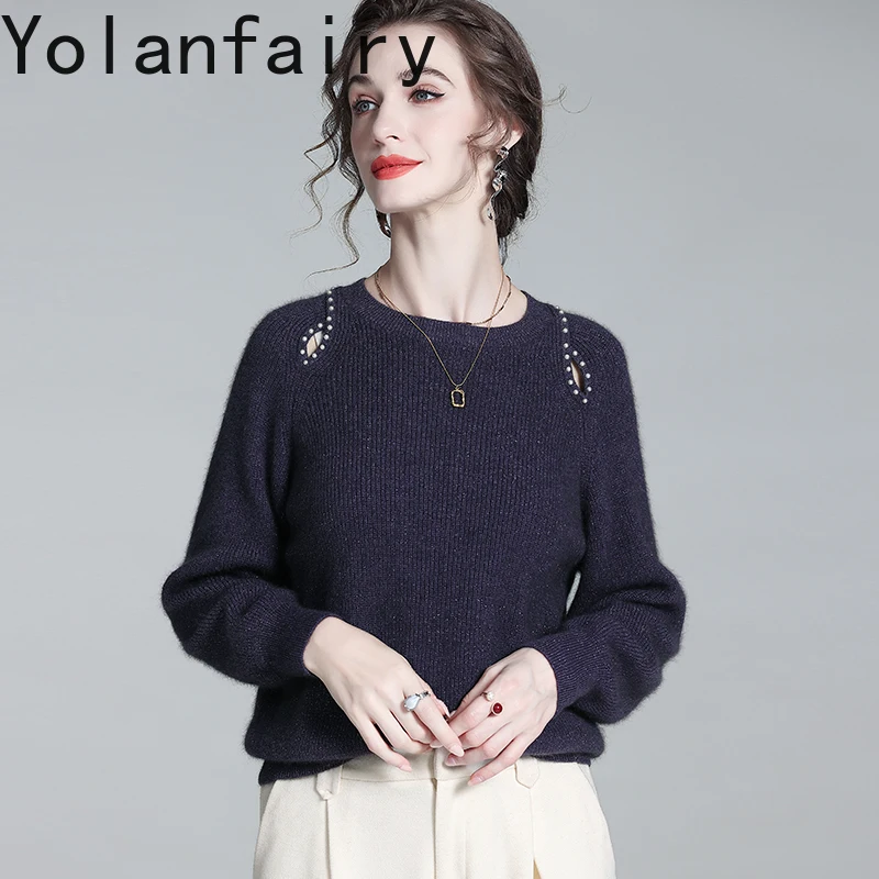 YOLANFAIRY Cashmere Sweater for Woman Autumn Winter High Quality 47% Wool Pullovers Women Korean Fashion Knitted Sweaters Tops