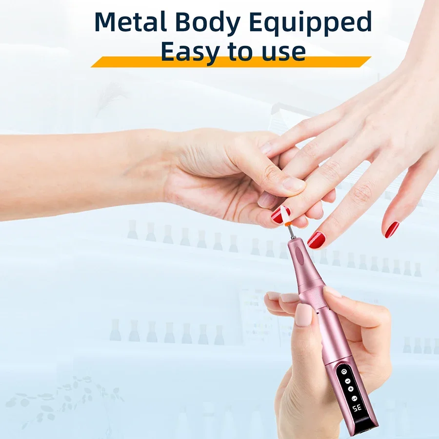 

35000RPM Wireless Nail Drill Pen USB Rechargeable Electric File Portable Manicure Polisher Gel Remover Salon Nail Art Tools