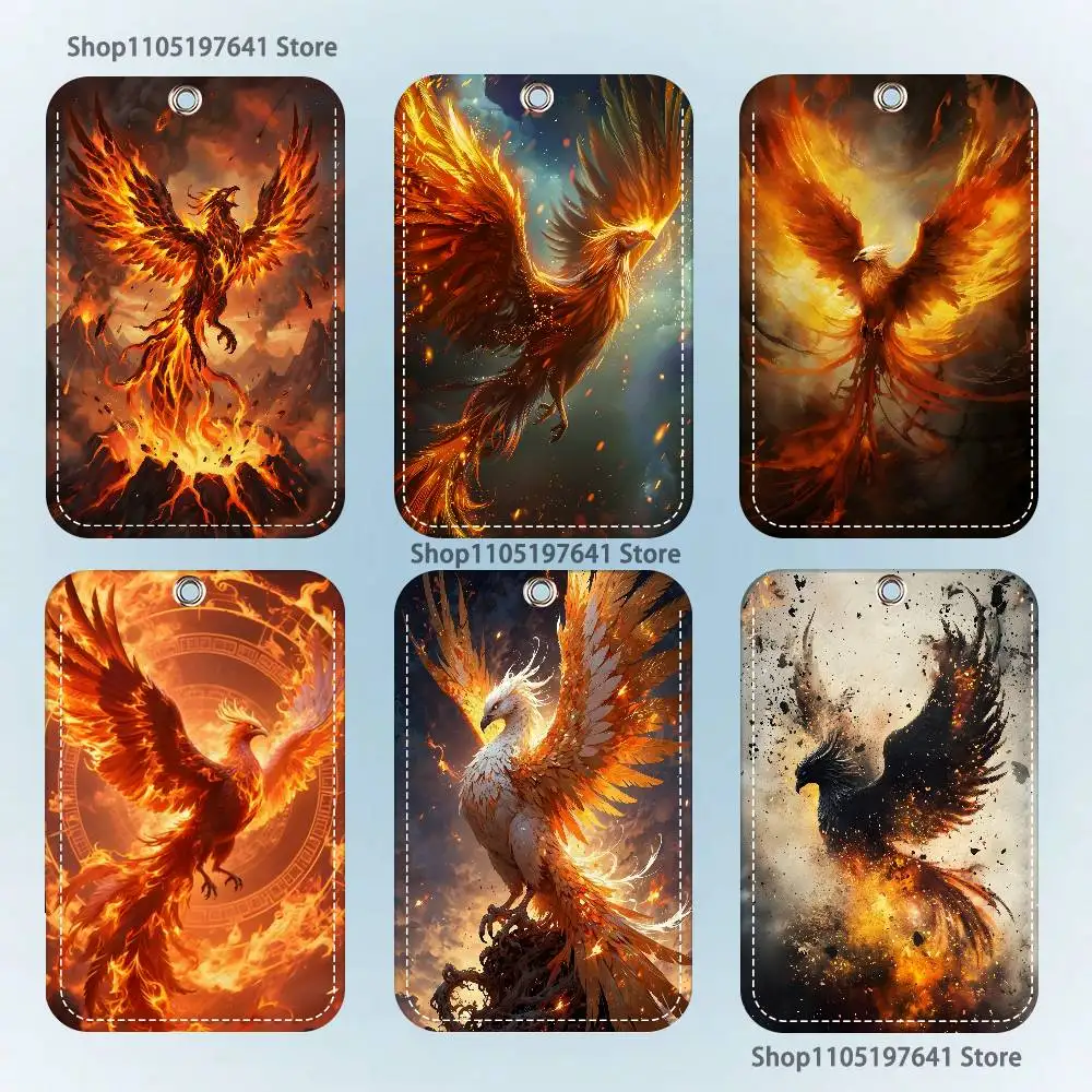 

Myth Art Flame Phoenix Cartoon Card Keychain Anime Fashion Pendant Bag ID Door Card Case Bus Card Cute Adult