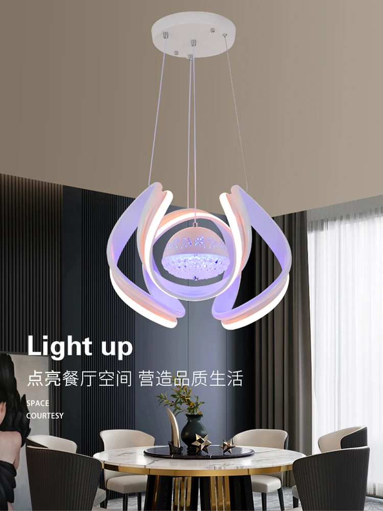 

LED restaurant home pendant light colorful light, three color dimming,bar counter,bedroom,super pendant light, simple and modern