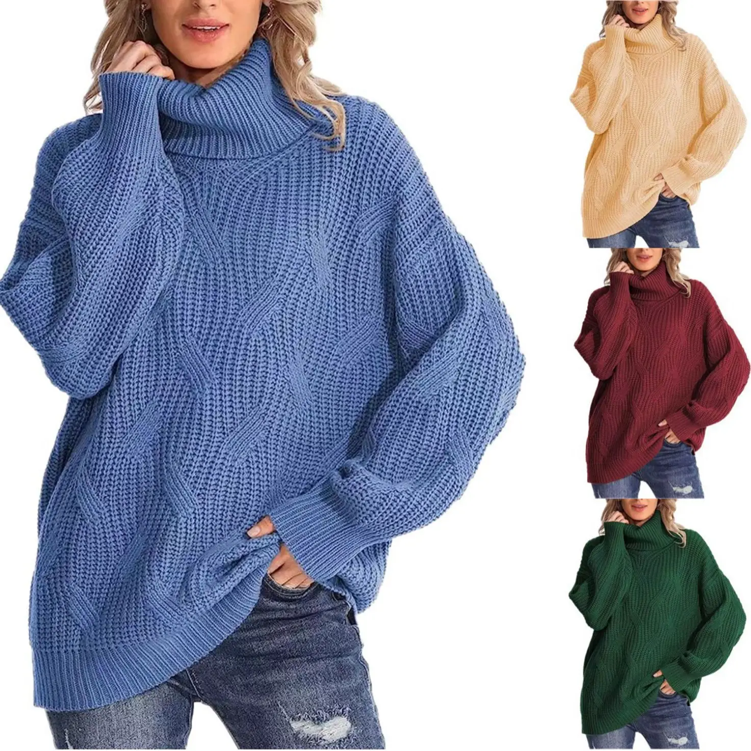 2025 Autumn Winter Women's Sweater Turtleneck Twisted Knitted Pullovers For Women Solid Color Casual Female Warm Knitwears