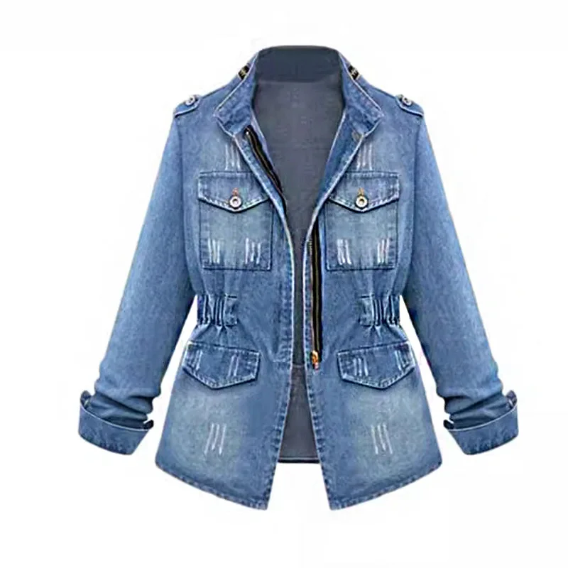 

The Spring and Autumn Annals Denim Jacket Women Europe and America Foreign Trade Cross-border Multiple Pockets Fashion Female
