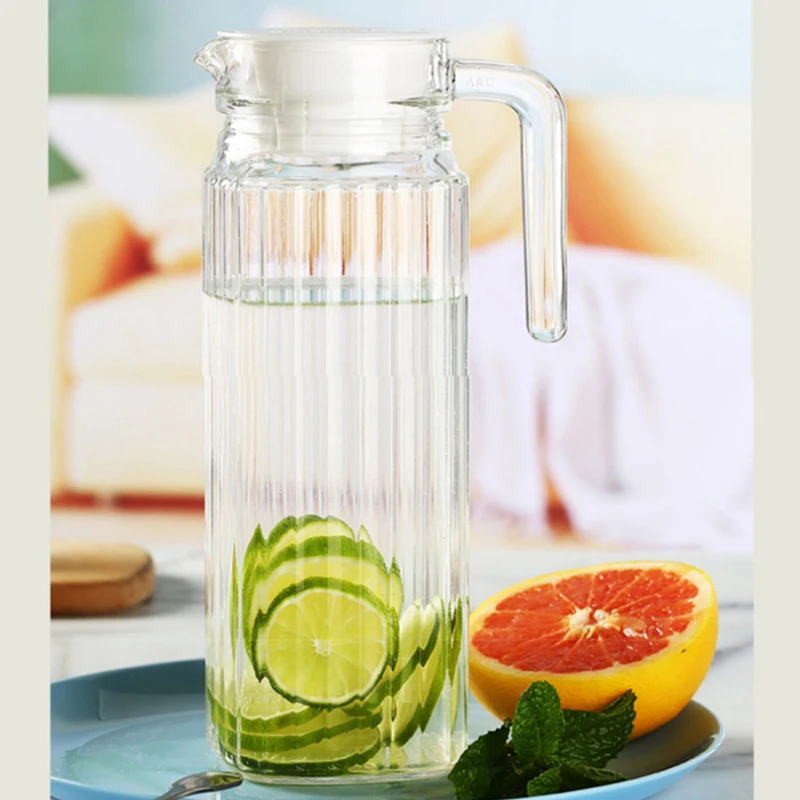 Pige Home 1.1L Xiangyue إبريق ماء بارد مخطط مربع إبريق زجاجي شفاف خالي من الرصاص #1