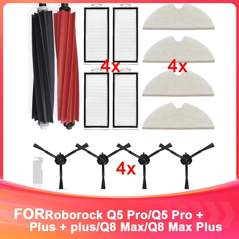 

ABBZ-Accessories Kit Replacement Parts For Roborock Q5 Pro/Q5 Pro +Plus /Q8 Max/Q8 Max Plus Robot Vacuum,Main Brush,Mop Cloth