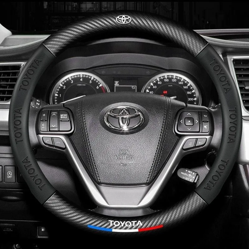 Carbon Fiber Car Steering Wheel Cover Leather Protection Cover For toyota camry chr corolla rav4 yaris prius