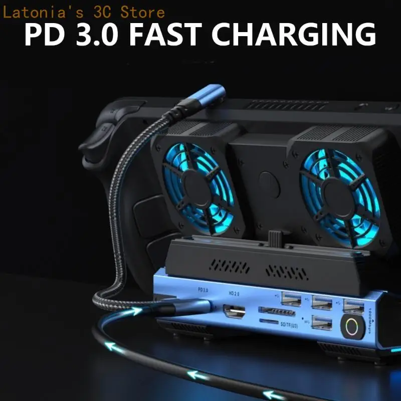 Dock Station 4K@60Hz RJ45-Kartenleser für Konsolen-Multiport-Adapter mit Festplattenkartuschen-Lüfter X3UB – Detail 3