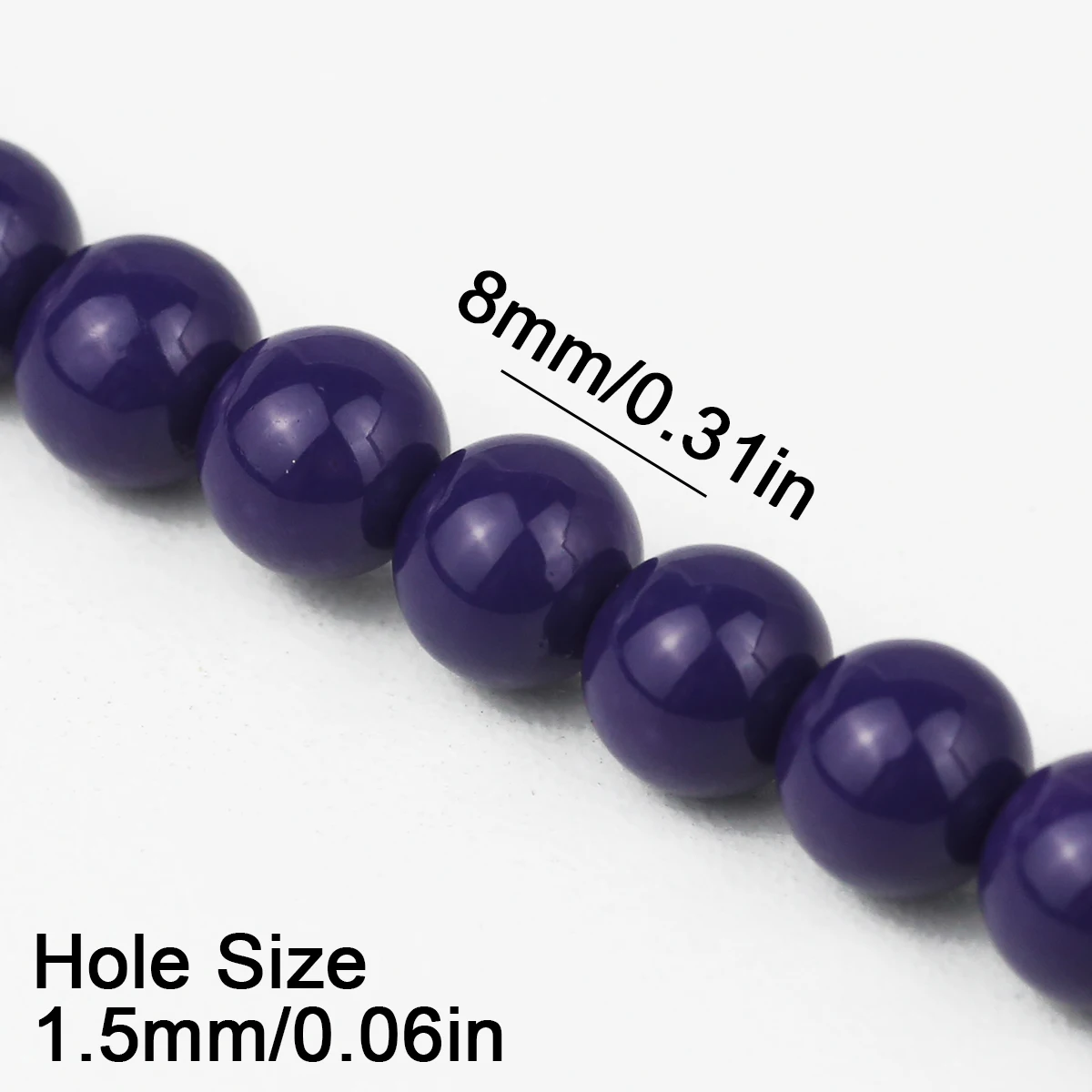 50-150Pcs 8mm Round Deep Purple High Quality Glass Loose Beads for Jewelry Making Bracelet Necklace Keychain DIY Accessories