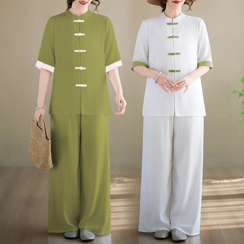 

Chinese Style Cotton Linen Tai Chi Suit Set Summer Ancient Sleeveless Eight Piece Set Zen Meditation Layman's Clothing