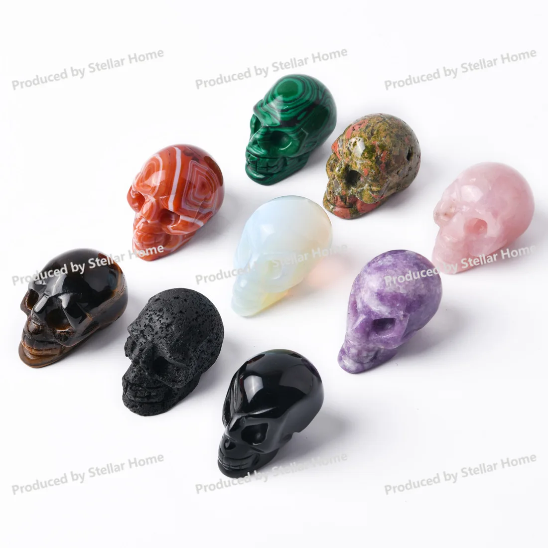 Natural Crystal Semi-Precious Stone Skull Gem Crafts Ornament Accessories Skull White Crystal Halloween