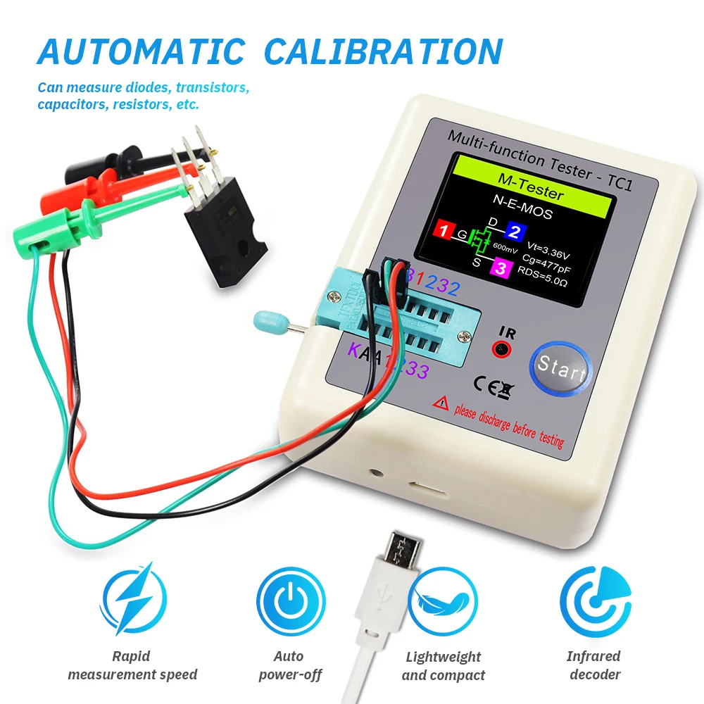 

Полноцветный тестер транзисторов, портативный многофункциональный анализатор для диодов, триодов, конденсаторов и электронных компонентов