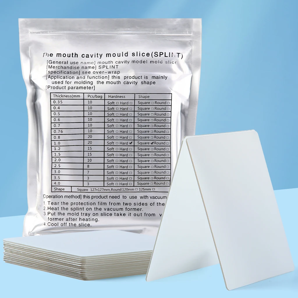 AZDENT Dental Kieferorthopädische Schienen-Vakuumformfolie Weich- und Hartplastik 1,0/1,5/2,0/3,0mm 128*128mm Thermoformfolie – Detail 1