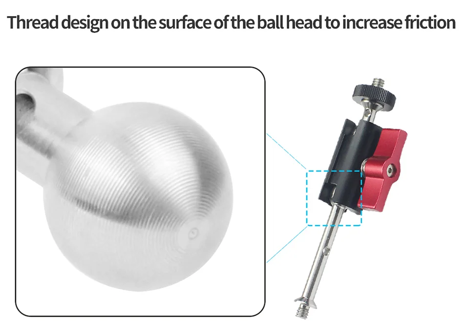 360-Stativ-Adapter für Magic Arm, Dual-Kugelkopf, 1/4 Zoll Schraube, Gelenkanschluss für Kamerakäfig, Monitorständer, LED-Lichthalter – Detail 3