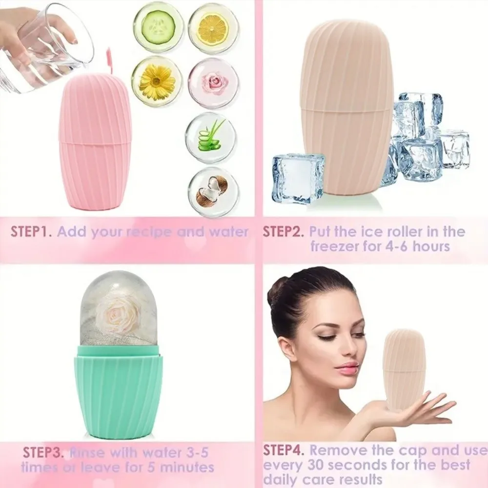 Silicone Ice Mold Ice Face Roller Cooling Reusable Facial Massager Face Lifting Shrink Pores Ice Cube Beauty Massage