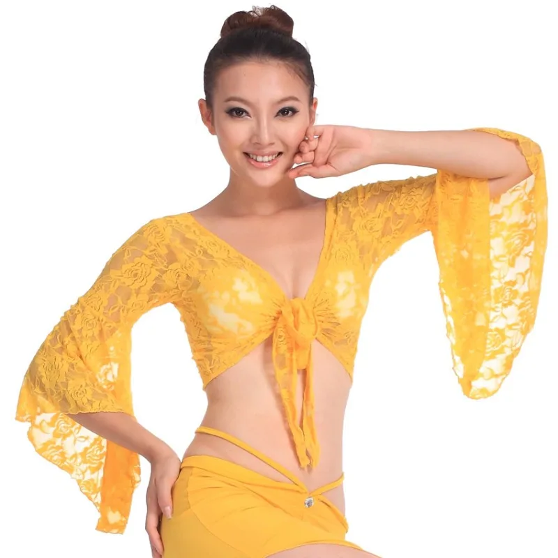 Customized Square Dance Costumes Shawl Dance Costumes Belly Dance Costumes Tops Sexy Jacquard Lace S02