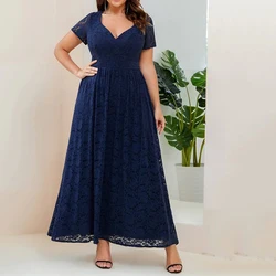 V-Neck Mother Of The Bride Dresses Classic Lace Appliques A-Line Ankle-Length Wedding Mom Gown New Short Sleeves Plus Size Dress