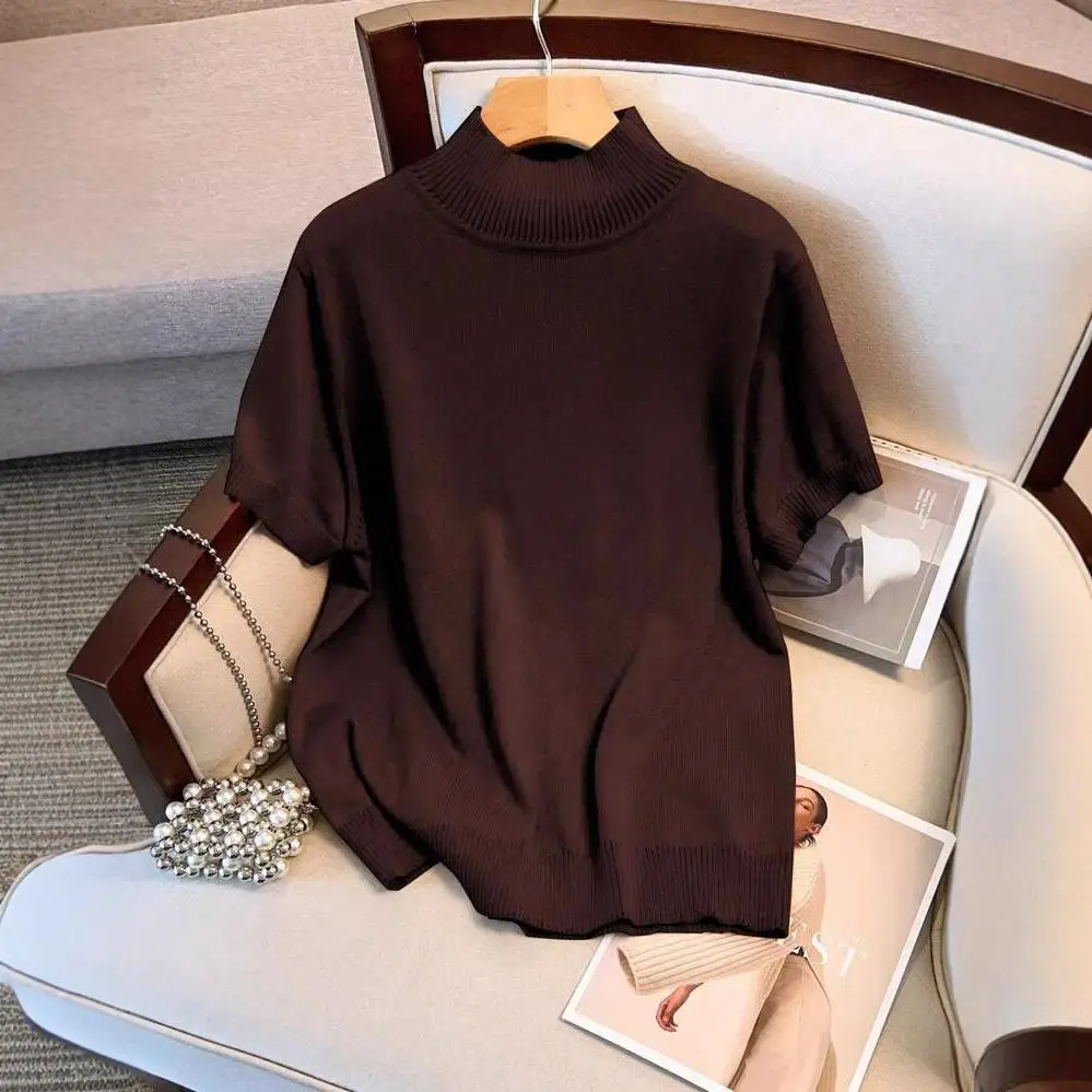

Age Reducing ort Sved Knitted irt for Women Thin Polyester Fiber Pure Color Regular Sve Length ort Faionable Sweater