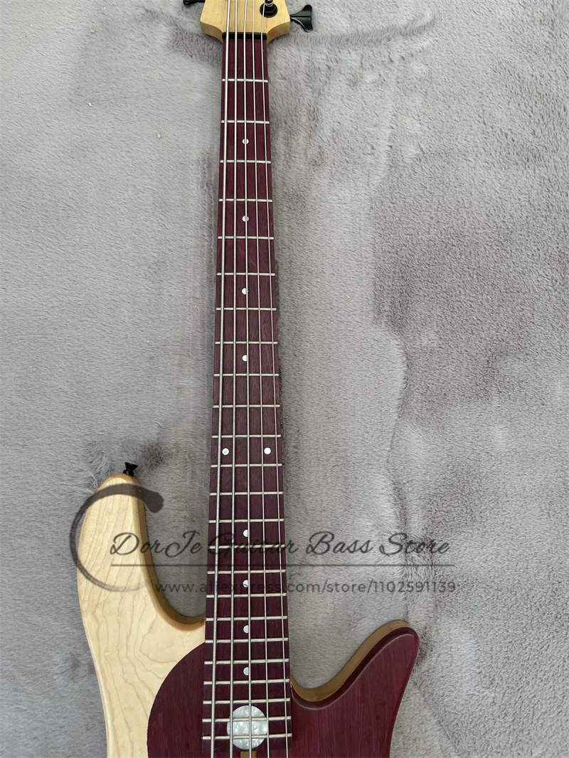 5 String Bass Guitar Taiji Yin Yang Bass Maple wood Purple Sapwood Solid Board Alder Body Maple Neck Purple Sapwood Fingerboard