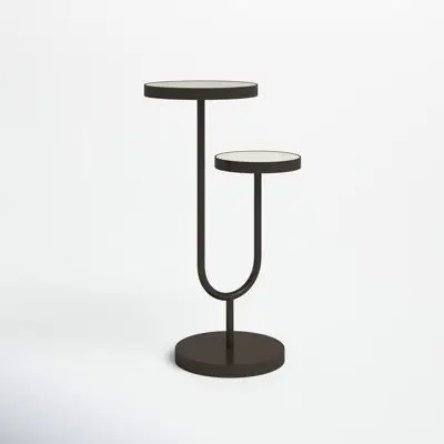 

Brodhead Round Multi-Tiered Plant Stand Two-Tiered Scatter Table Made Of Mirror And Bronze Metal