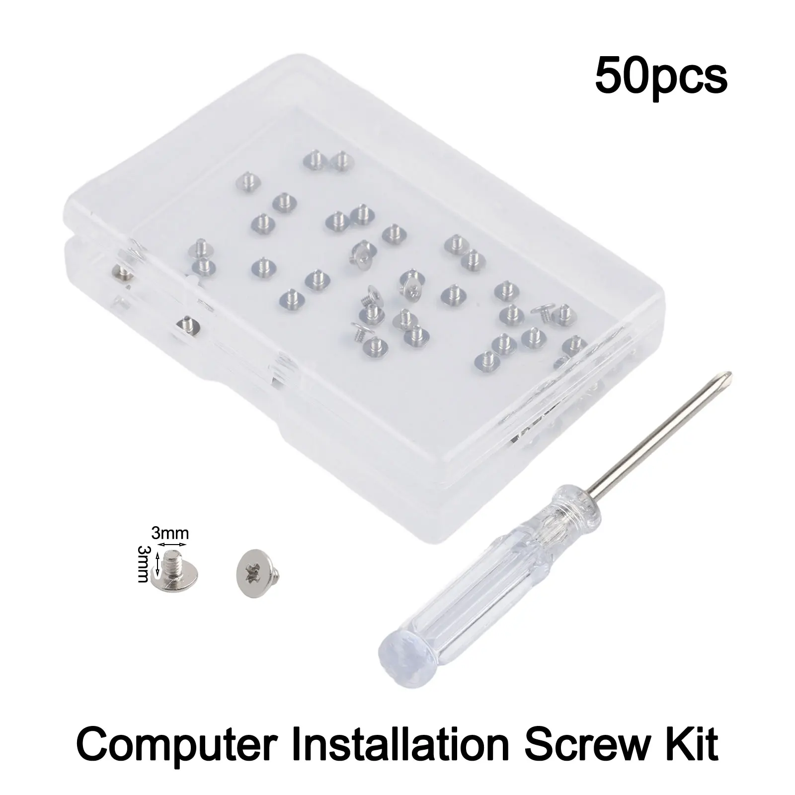 50PCS M2x2 Flat Head Cross CM Screws Nickel Plated Carbon Steel for Computer Installation with 3.0 Cross Head Screwdriver
