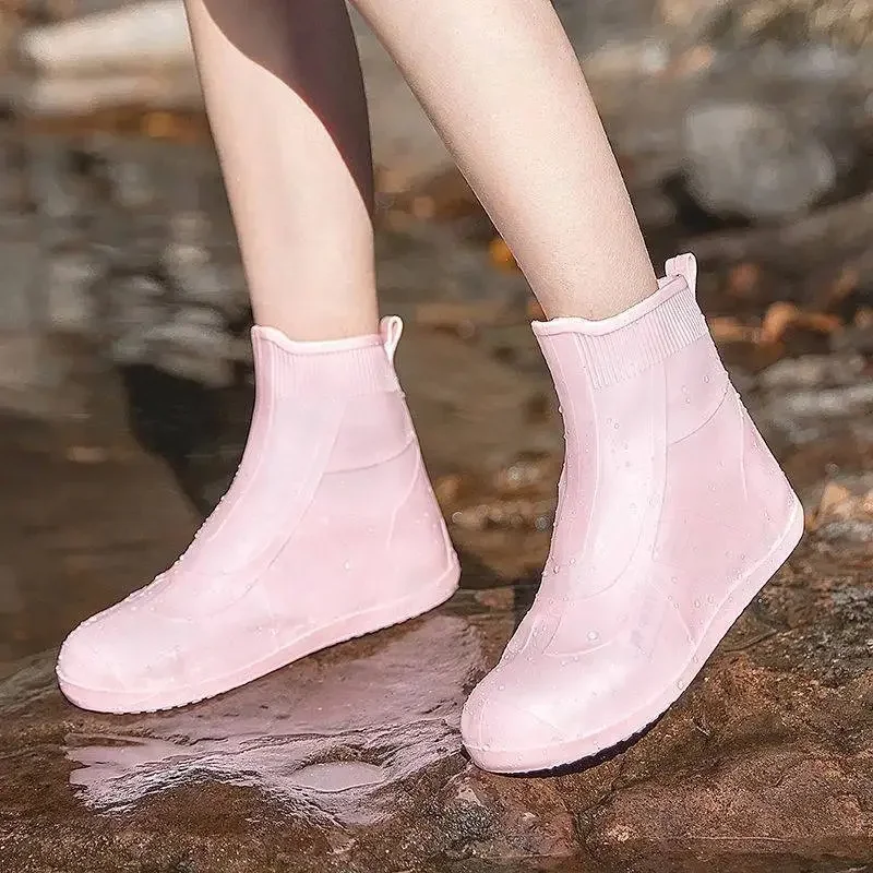 1 Paar wiederverwendbare wasserdichte Schuhüberzüge, Überschuhe, Silikon, rutschfest, elastisch, Unisex, Regenschuhschutz für regnerische Tage im Freien