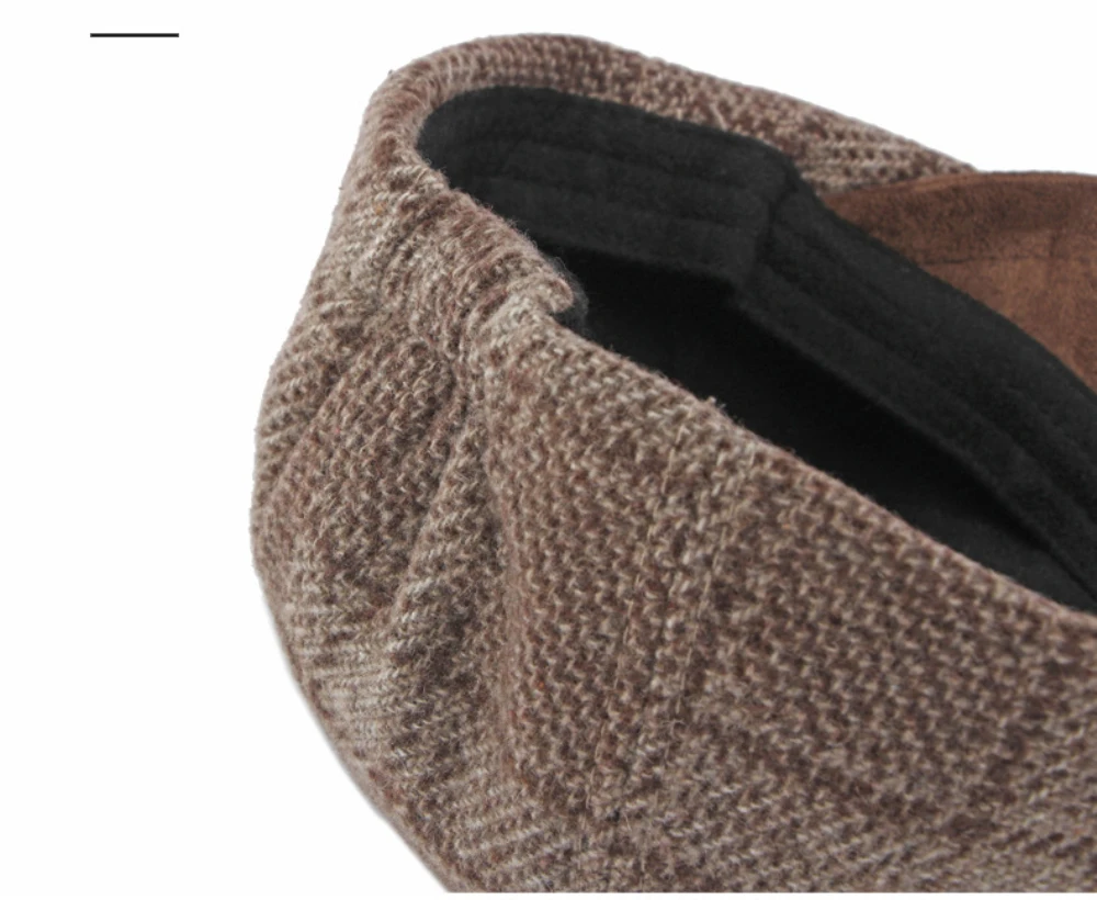 HT5160 Baskenmützen für Männer und Frauen, Künstler- und Maler-Wollmütze, Unisex Ivy Flachmütze, 2026 Neue Herbst-Winter Karierte Achteckige Baskenmütze – Detail 5