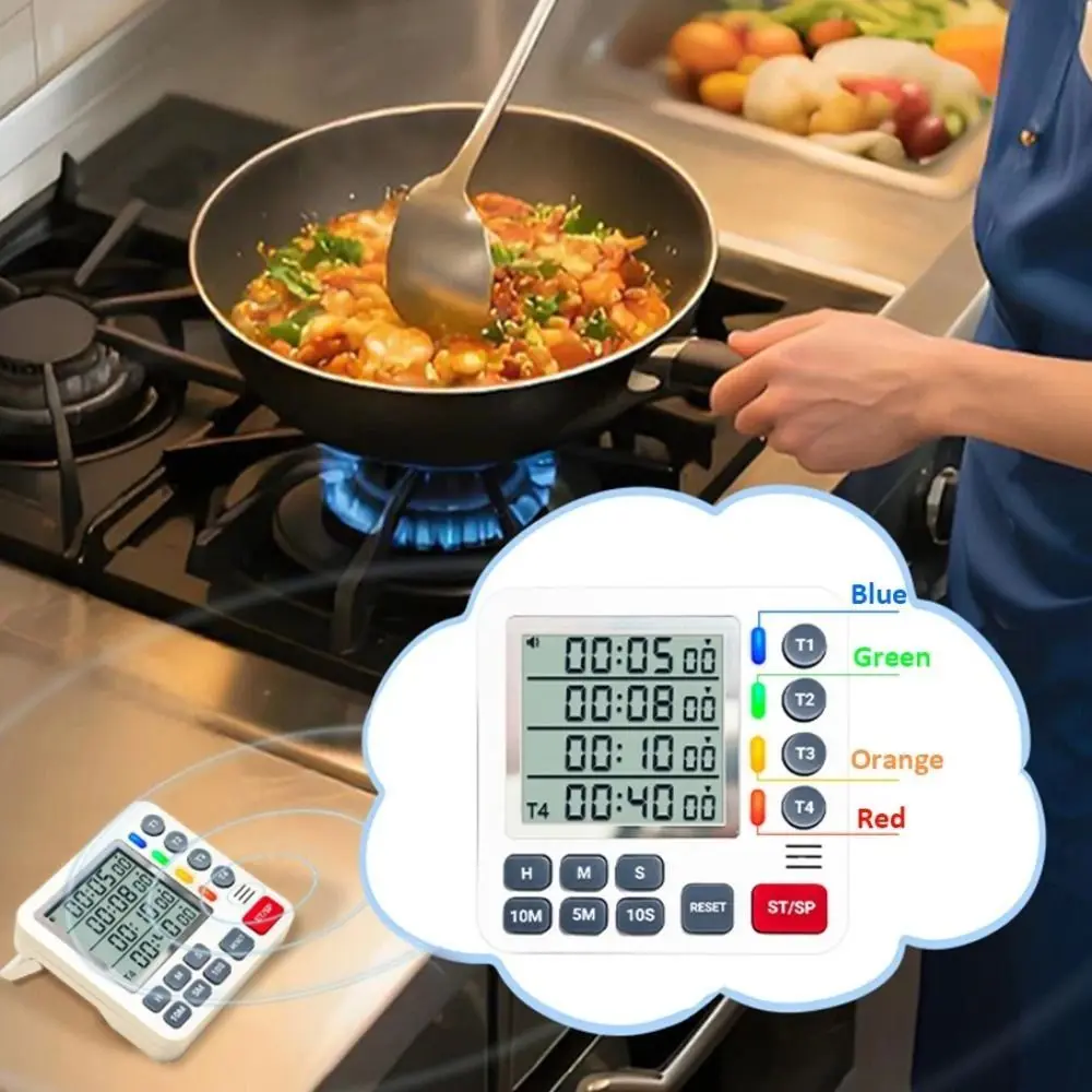 Digital Count UP/Down Channels Clock 4 Levels Volume Mute 4 Channels Timer Flashing LCD Display Kitchen Timer Cooking
