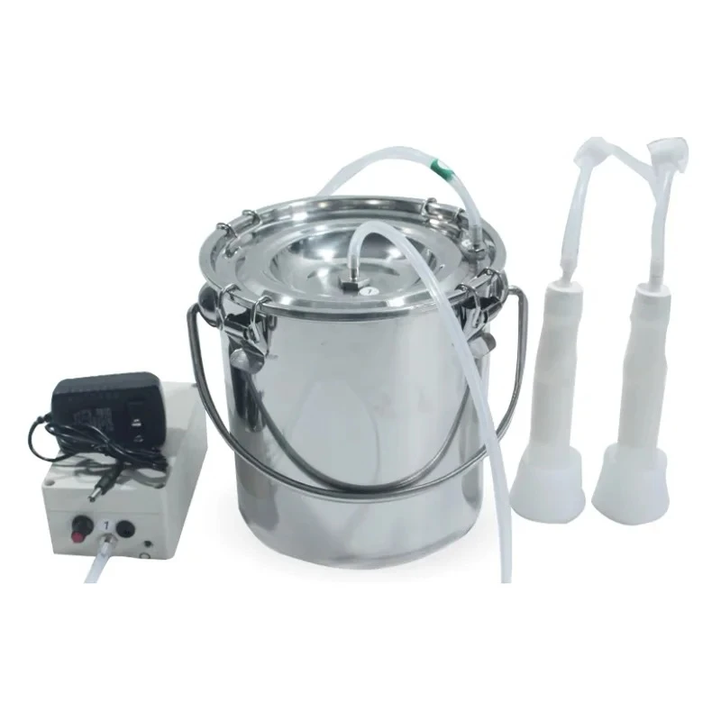 5L Electric Cattle & Goat Milking Machine - Pulsating, Stainless Steel Bucket, Adjustable Speed for Farm Livestock