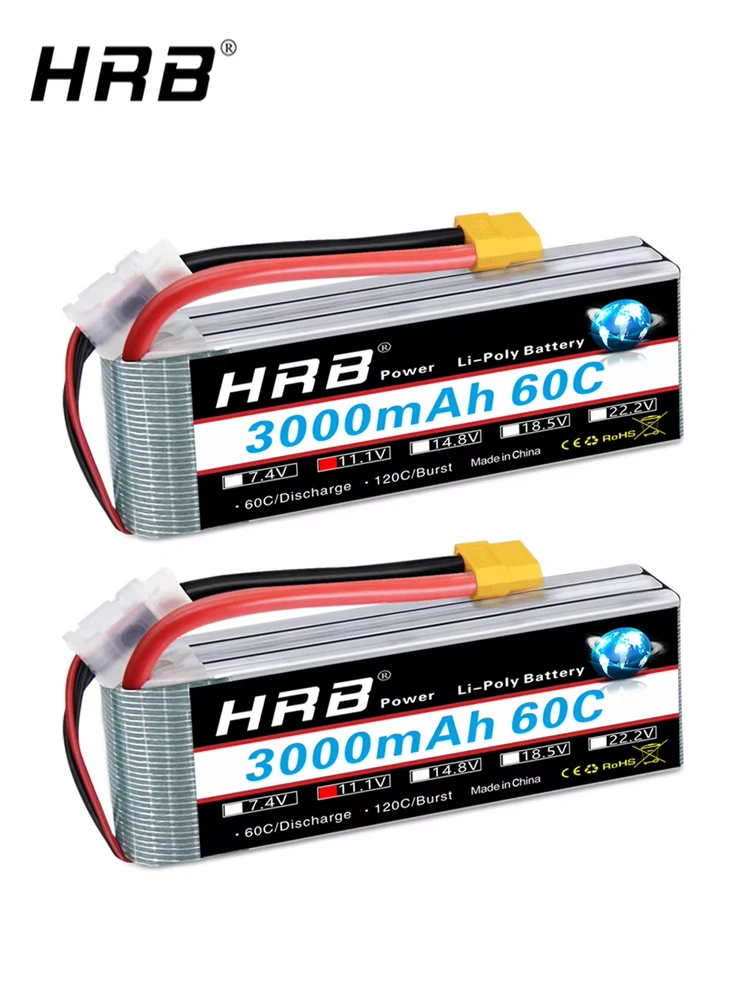 HRB 3S 3000mah Lipo Batterie 11,1 V XT60 60C Für RC FPV Flugzeuge Drone Racing Boot Auto Teile
