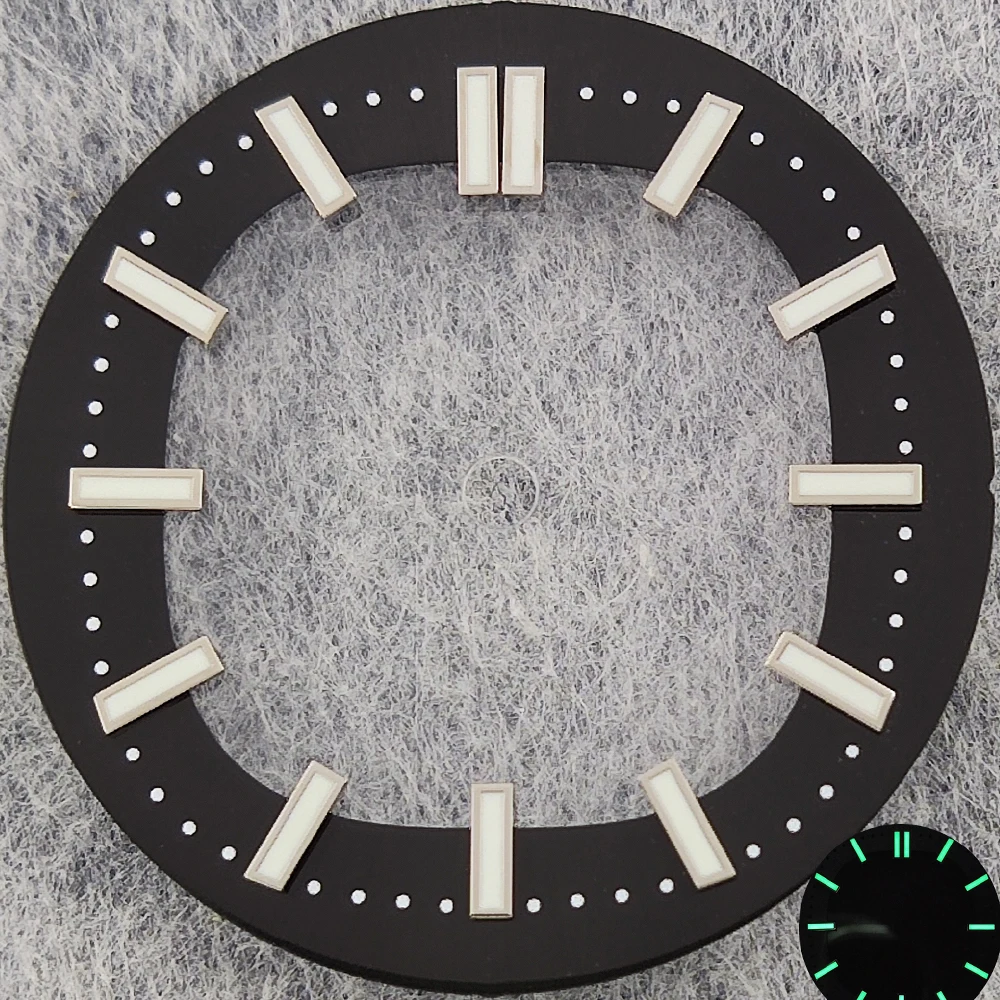 30.5mm new skeleton transparent dial for custom logo NH35/NH36A diving watch with intense green luminous face