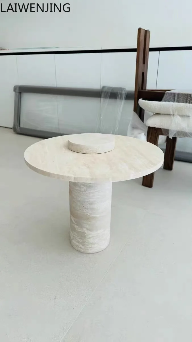 

SGF Wabi-Sabi Style Sofa Side Table Light Luxury Villa Marble Bedside Corner Table