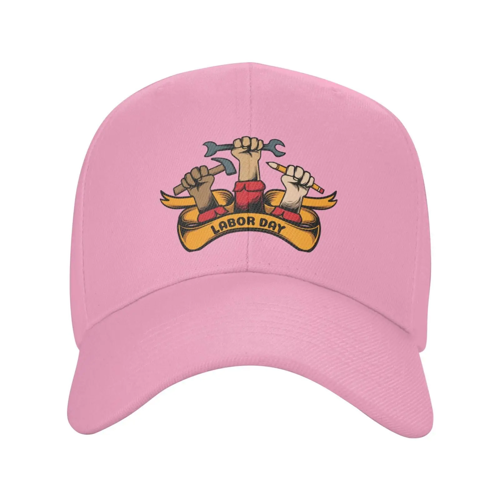 Labor Day Handheld Tools Trucker Baseball Cap for Men Women Golf Hats Adjustable Dad Hat Pink