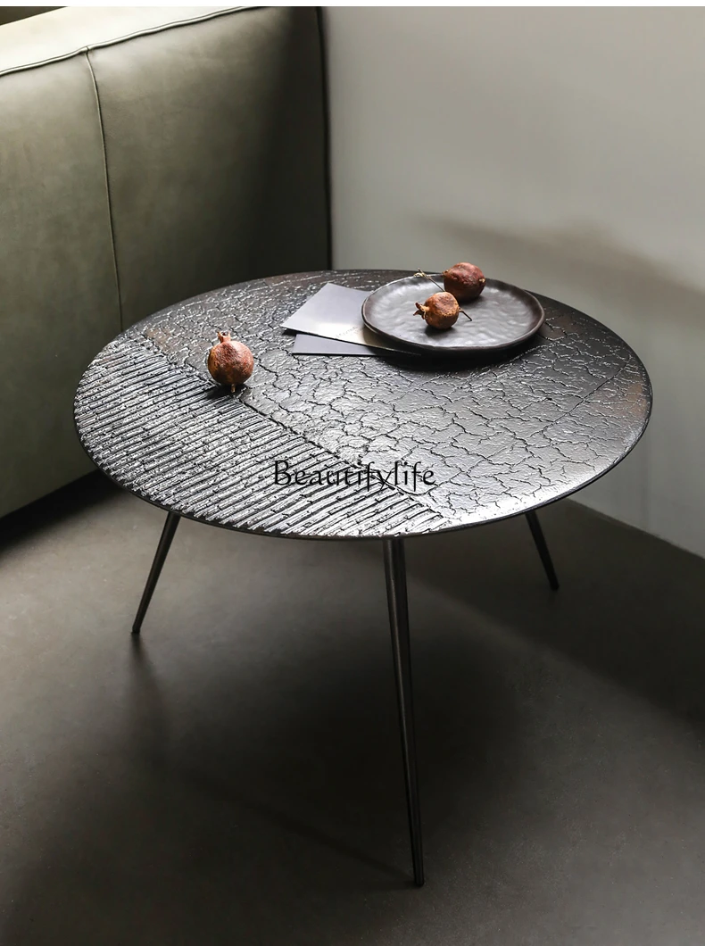 

Original Imported Combined Tea Table Qiji round Ochre ROCK COLORATION