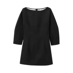 Tangada 2024 Women Black Mini Dress Three Quarter Sleeve Zipper Female Dresses PS088