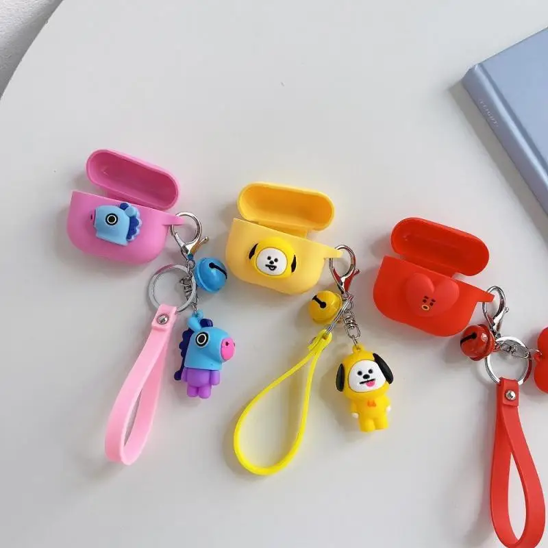 Anime Cartoon Bt21 Tata Cooky Shooky Airpod Protective Cover New Bluetooth Headset Protective Cover Silicone Anti-Fall Cover