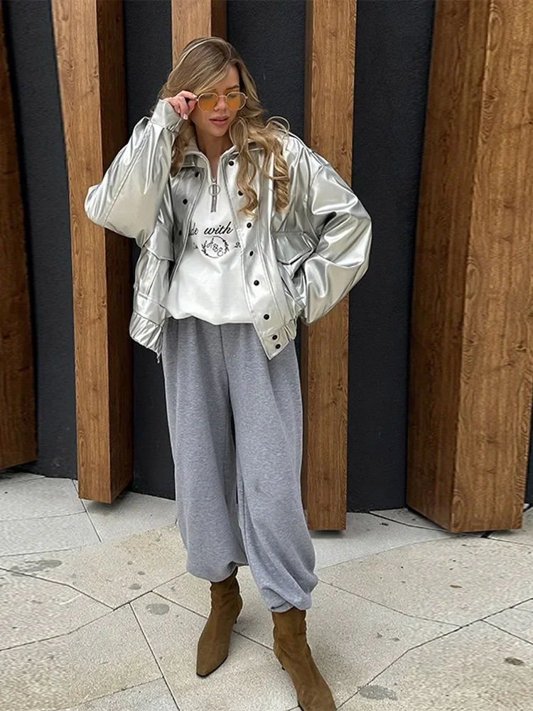 Street PU Leather Jackets Women Lapel Long Sleeves Single Breasted Pockets Coats Female 2025 Autumn Fashion New Lady Outerwear