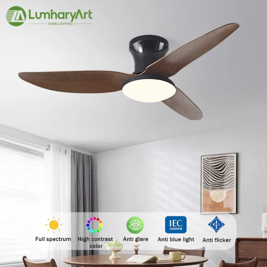 inteligente lampada led ventilador de teto moderna baixa decibel vento forte regulavel controle remoto app ac 110 v 220v iluminacao domestica 01