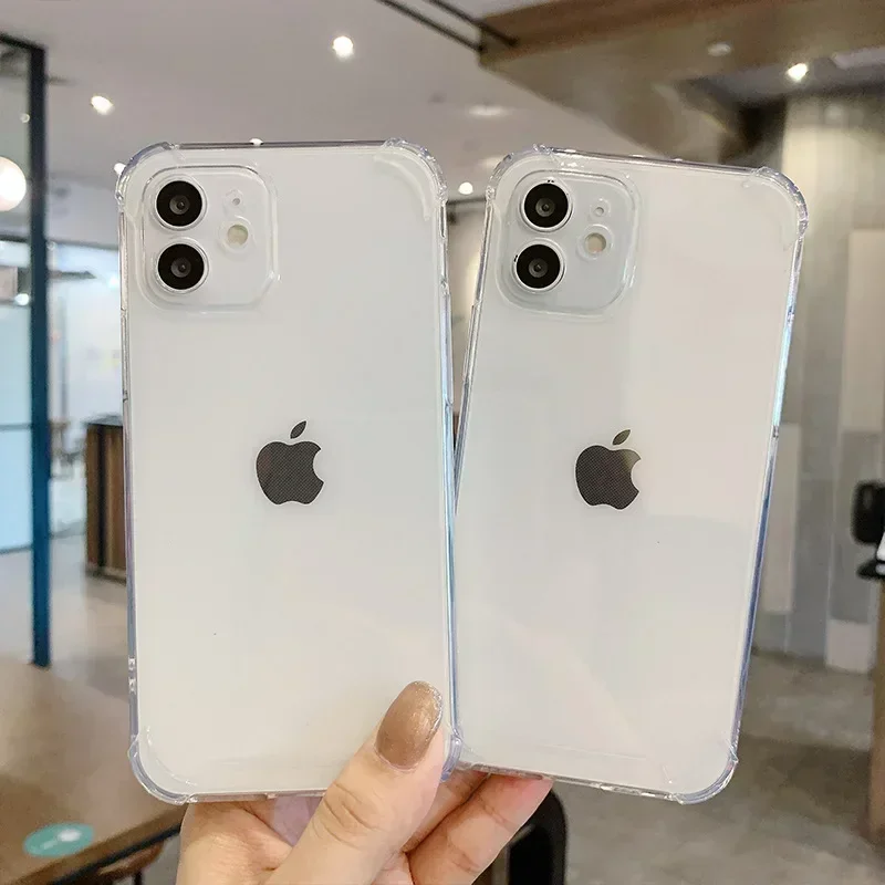 Transparent Shockproof Cases for iPhone 14 Plus 13 Pro Max 12 Mini XS XR X 8 7 6S Cover Anti-drop Buffer Phone Bumper Soft Capa