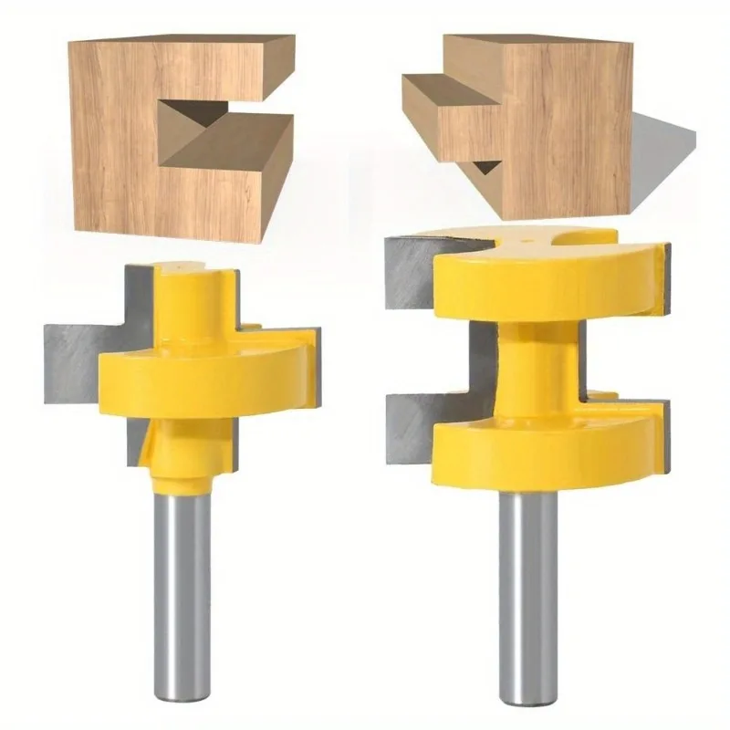 

2Pcs 8mm Milling Cutter Kit Shank Tongue and Groove Router Bit Set 3 Teeth T-shape Wood Accessories Woodworking Tools
