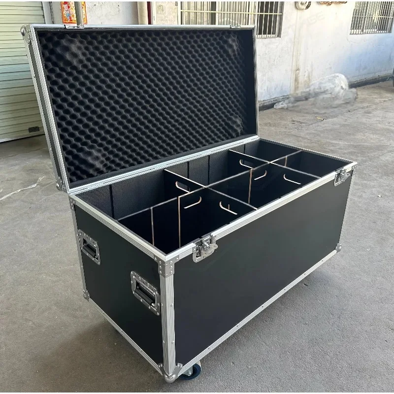 Portable Heavy-Duty Truck Pack Utility Flight Case Storage Road Case with Dividers and 4